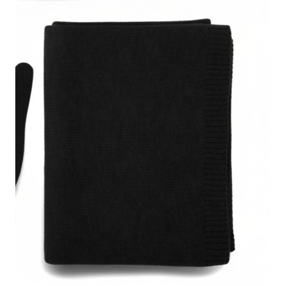 Time and Tru Womens 3-Piece Beanie Gloves Scarf Set One Size Black Winter Knit